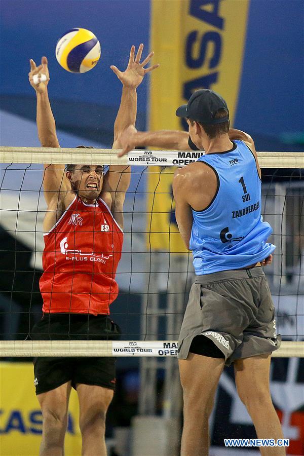 (SP)PHILIPPINES-MANILA-BEACH VOLLEYBALL-FIVB WORLD TOUR-MEN'S BRONZE MEDAL MATCH-SWITZERLAND VS SPAIN