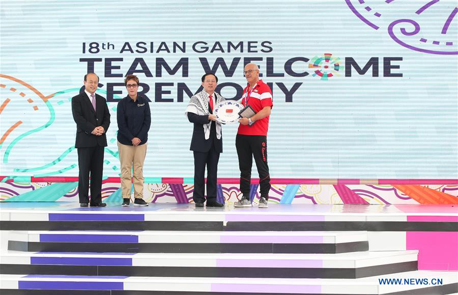 (SP)INDONESIA-JAKARTA-ASIAN GAMES-CHINESE DELEGATION-FLAG-RAISING CEREMONY