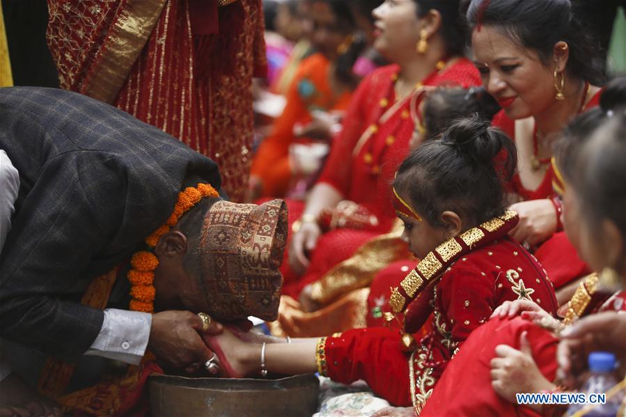 NEPAL-KATHMANDU-INDRAJATRA FESTIVAL-KUMARI PUJA