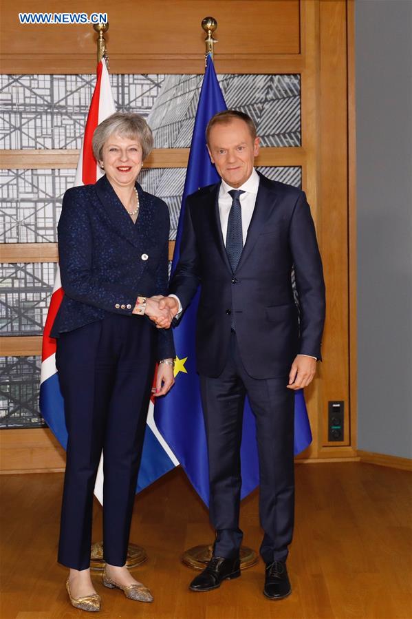 BELGIUM-BRUSSELS-EUROPEAN COUNCIL-TUSK-UK-MAY-MEETING