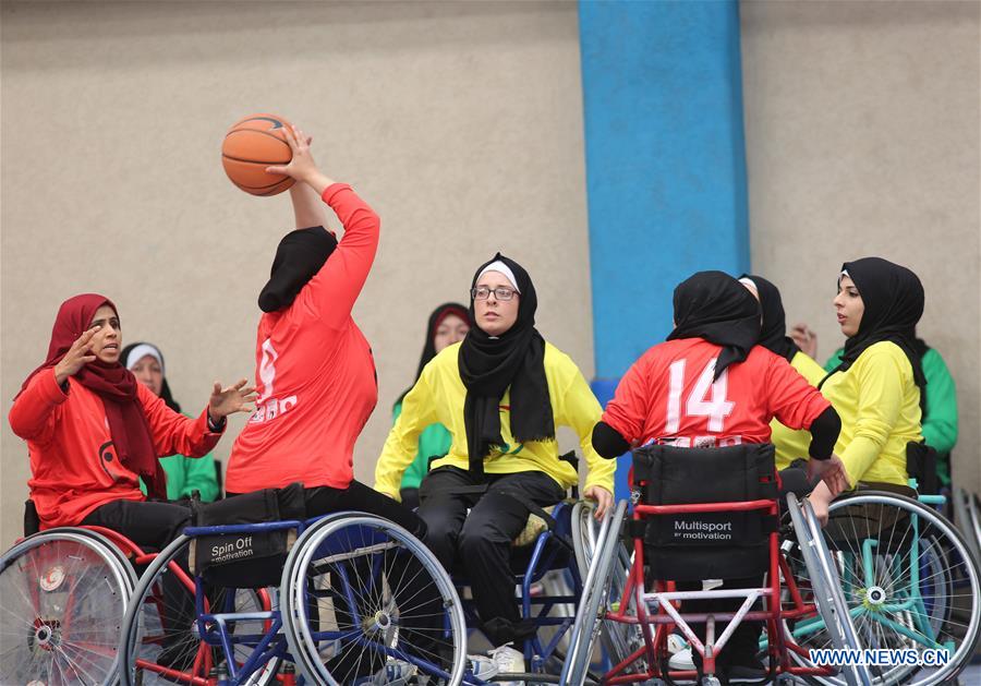 (SP)MIDEAST-GAZA-WHEELCHAIR-WOMEN-BASKETBALL-MATCH