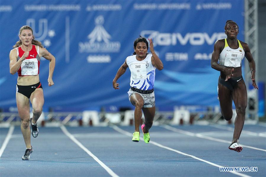 (SP)ITALY-NAPLES-SUMMER UNIVERSIADE-ATHLETICS-WOMEN'S 100M