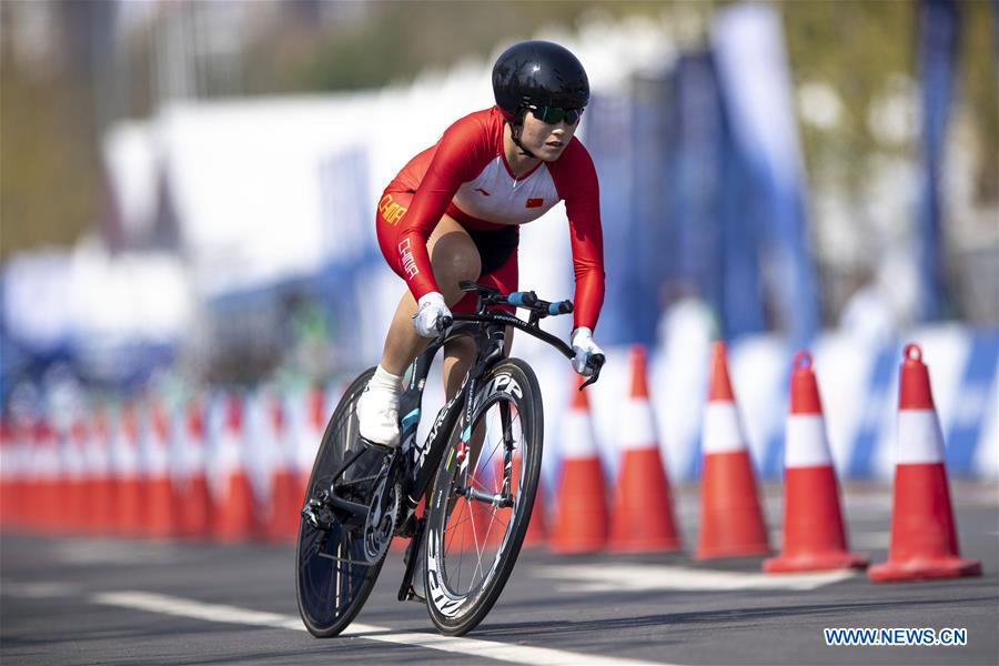 (SP)CHINA-WUHAN-7TH MILITARY WORLD GAMES-CYCLING ROAD-INDIVIDUAL TIME TRIAL WOMEN-FINAL