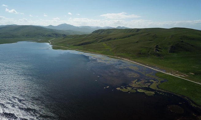 Area of Gahai Lake expanding in northwest China's Gansu