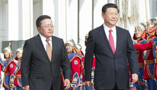 Chinese president holds talks with Mongolian counterpart in Ulan Bator